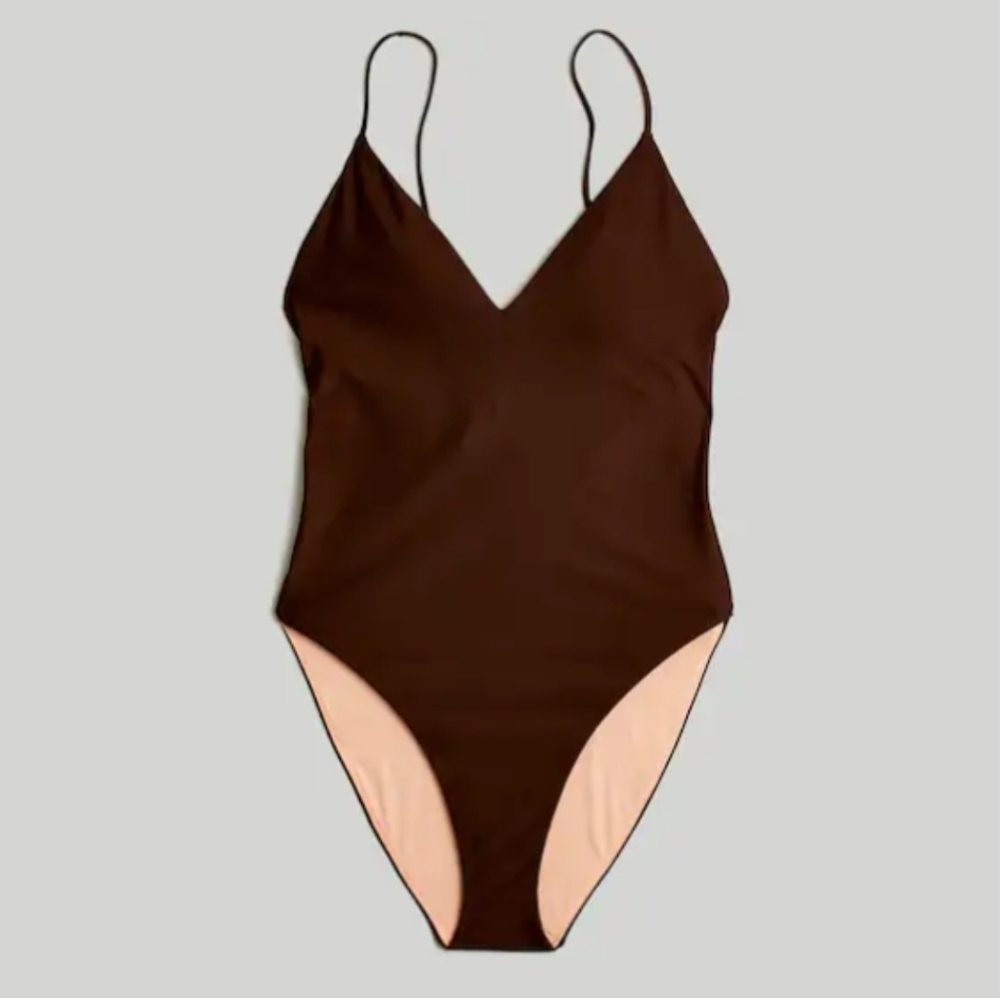 Madewell Brown Tie Back One Piece Swimsuit Size Small NWT $79